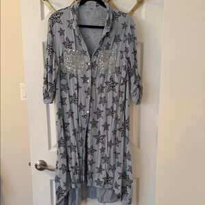 Made in Italy Elegant Starry High Low Dress